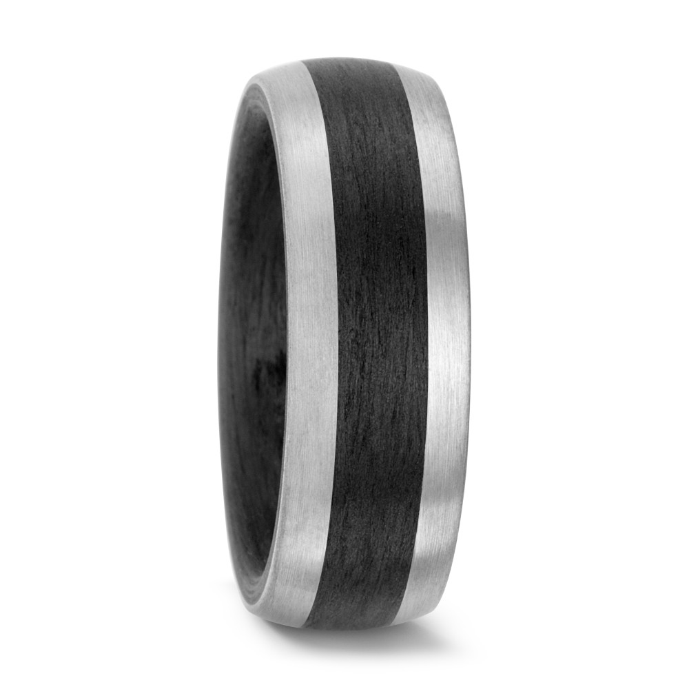 Wunderschöne breite Carbon & Weißgold 585  Partnerringe Eheringe mit einem Brillanten 59319/003/005/