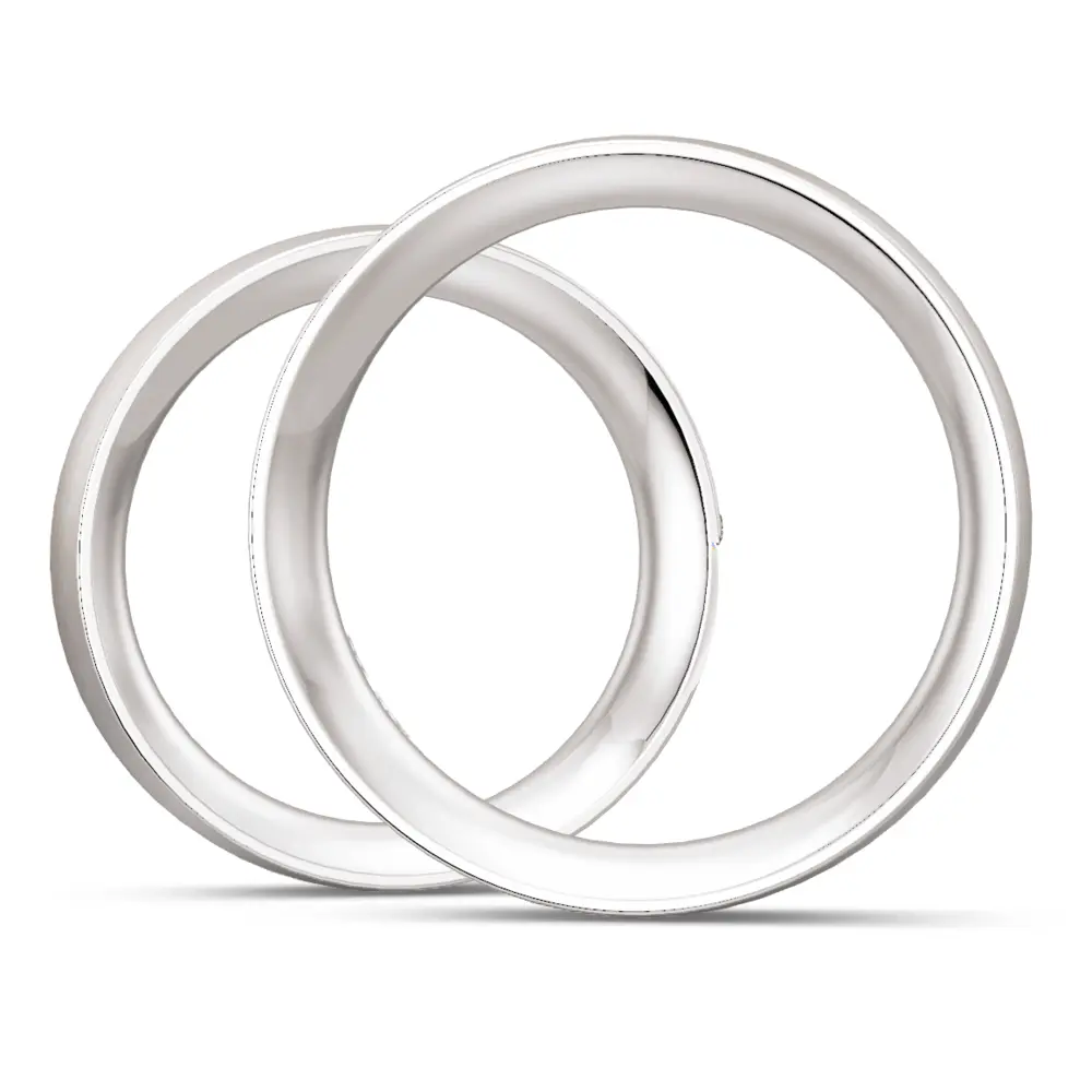 Matte Weißgold Eheringe in 6 mm Breite mit 6 großen Diamanten mit je 0,025 Karat seitlich