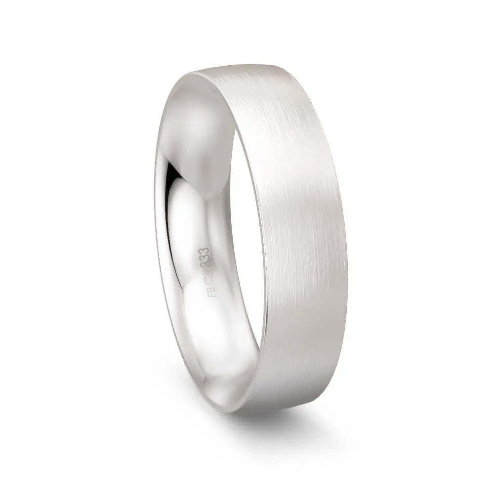 Matter Weißgold Ehering in 6 mm Breite