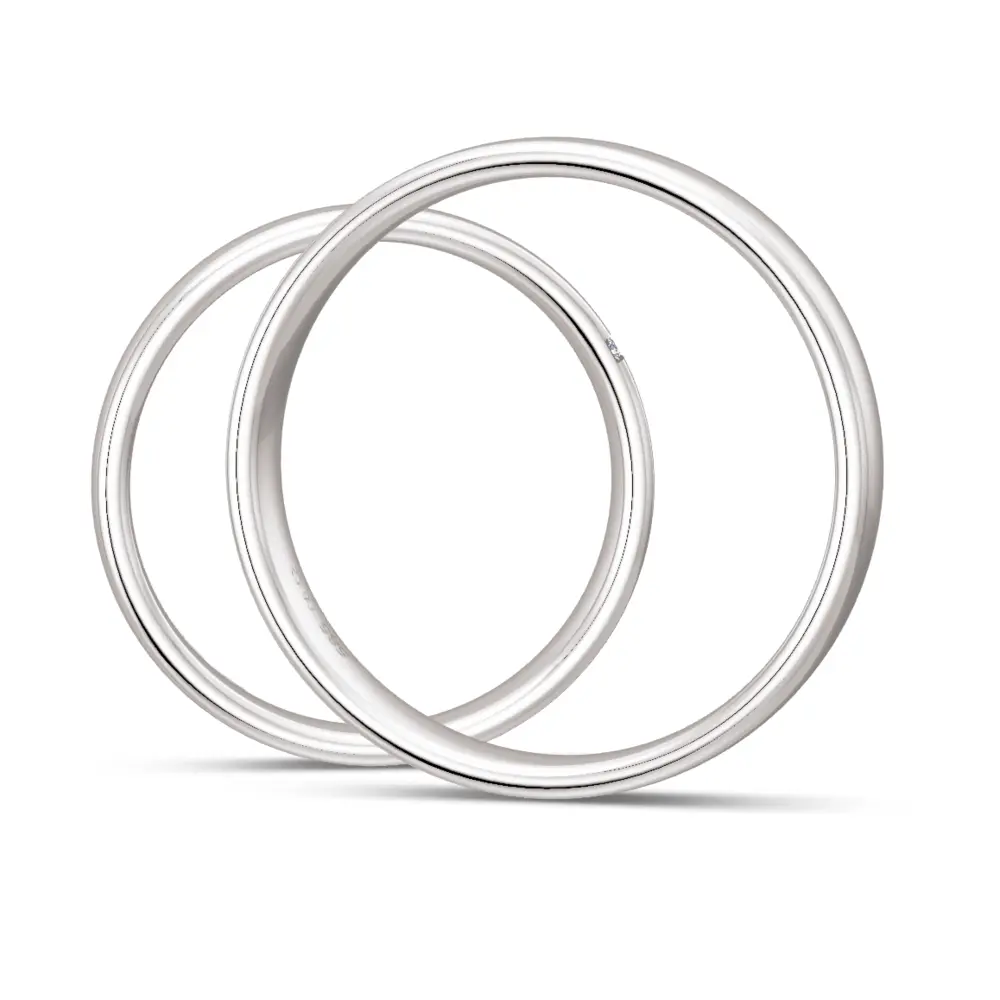 Weißgold Eheringe mit 3 Diamanten und Polierung in 4 mm seitlich