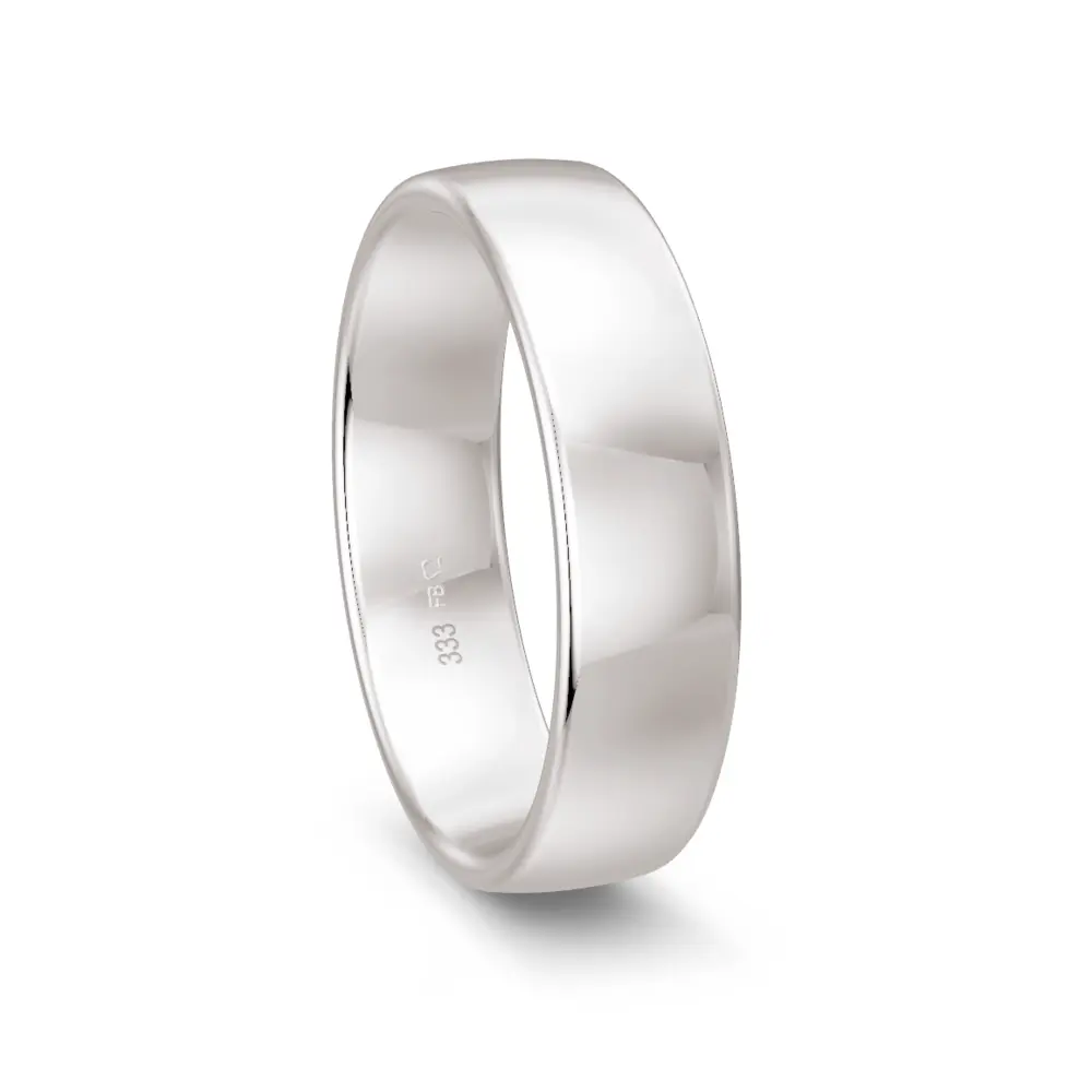 6 mm breiter polierter Weißgold Ehering