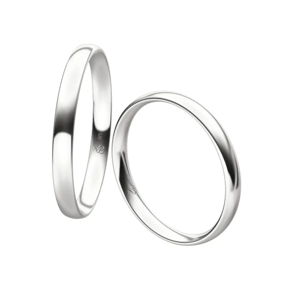 Weißgold Eheringe mit polierter Oberfläche und 1,2 mm Stärke