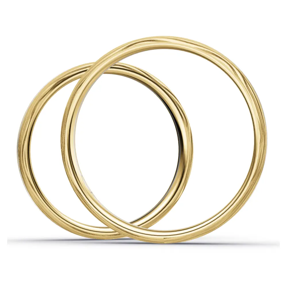 Strukturierte Weißgold und Gelbold Eheringe mit 3 Diamanten seitlich