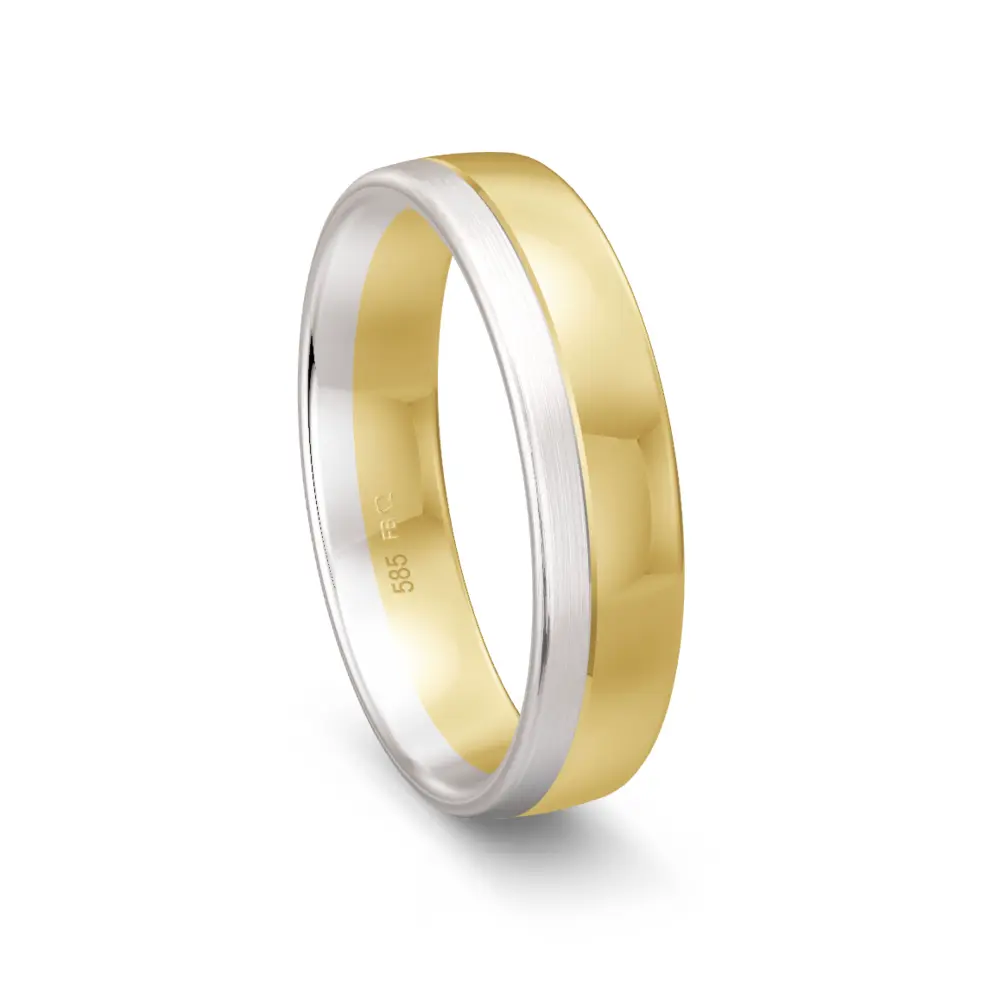 Bicolorer Gelbgold Ehering mit Weißgold-Streifen