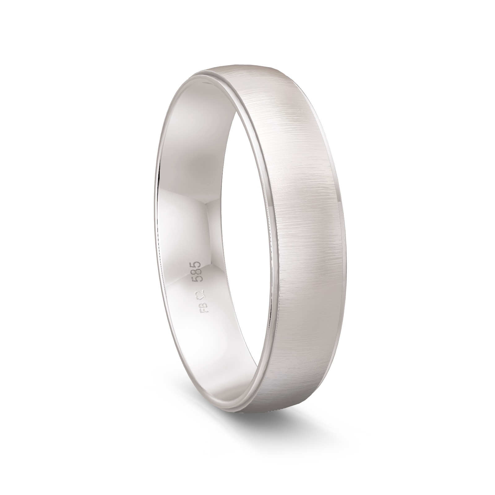 Weissgold Trauring quermattiert
