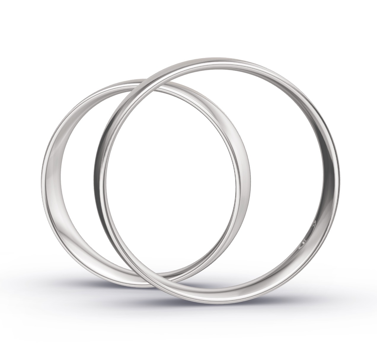 Eheringe aus Weissgold mit Diamanten und zwei Oberflächen mit Rillen in Seitenansicht