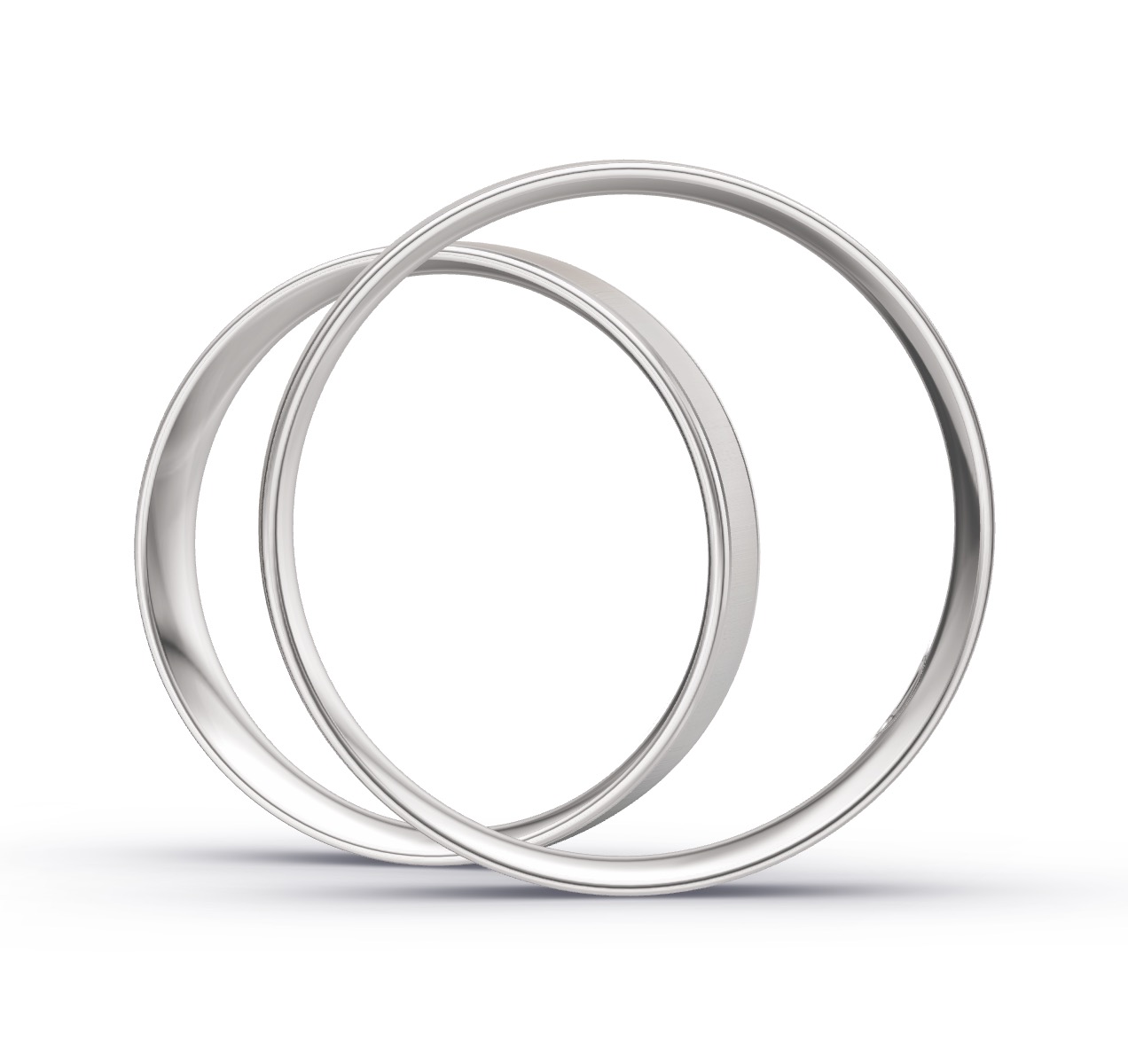 Eheringe aus Weißgold mit vielen Diamanten und Quermattierung in Seitenansicht