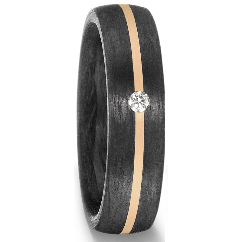 Bicolore Trauringe aus Carbon mit Gelbgoldstreifen und Diamanten 8926916