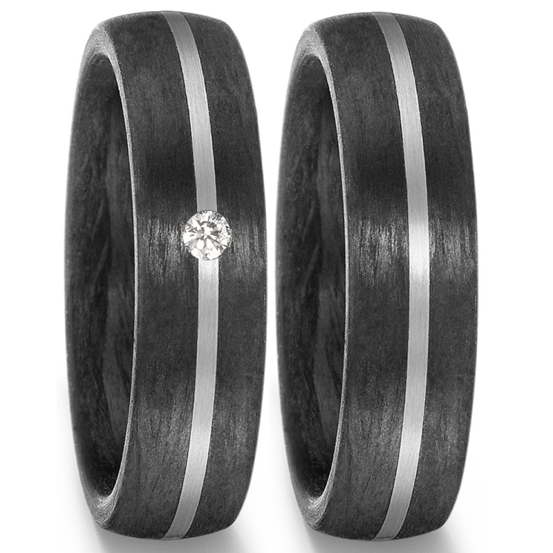 eheringe trauringe carbon palladium bicolor diamant maserung elegant