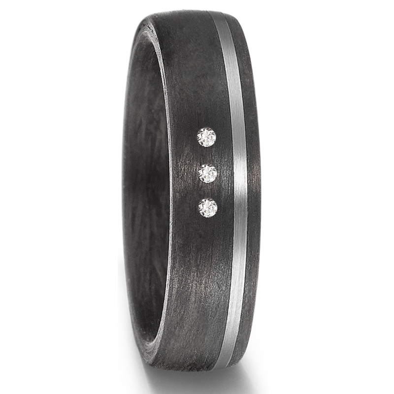 Einmalige Trauringe aus Carbon mit Akzent aus Palladium 500 und Diamanten 8926912