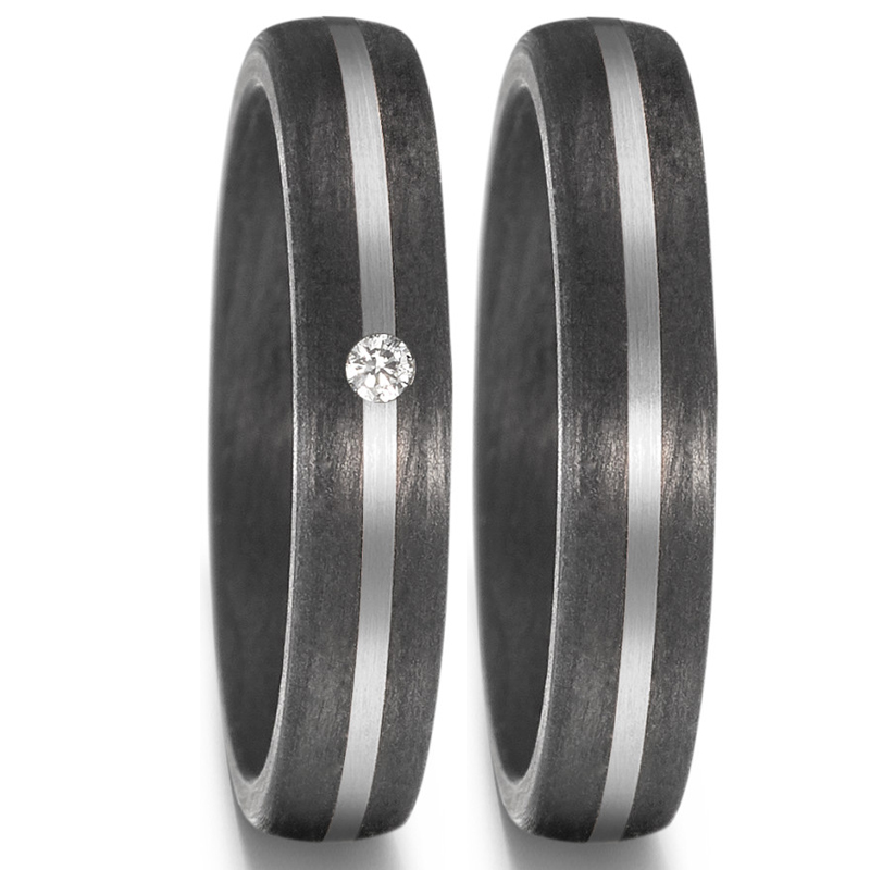 eheringe trauringe carbon palladium bicolor diamant maserung elegant