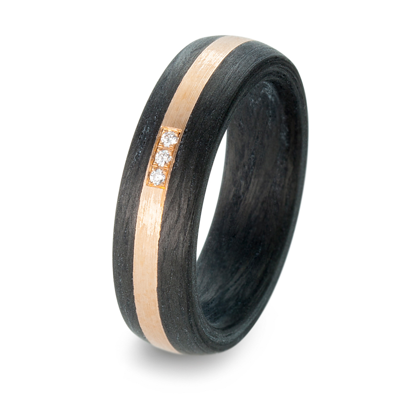 Schöne Partnerringe Eheringe Carbon und  Roségold 585 mit Brillanten 59318/003/002/N556