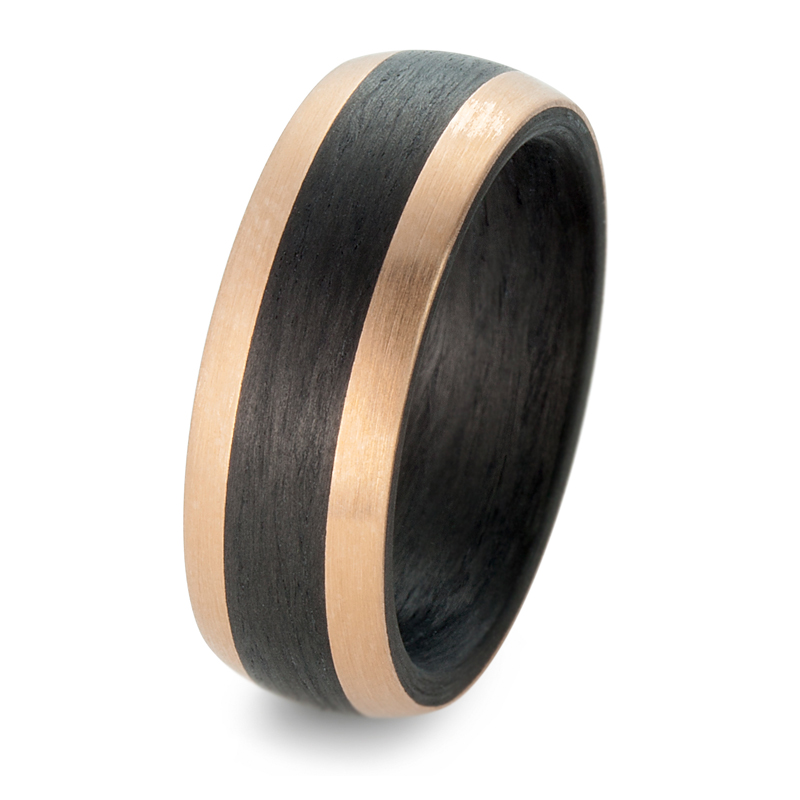Sehr schöne Carbon & Roségold 585  Partnerringe Eheringe mit einem Brillanten 59319/003/005/N556