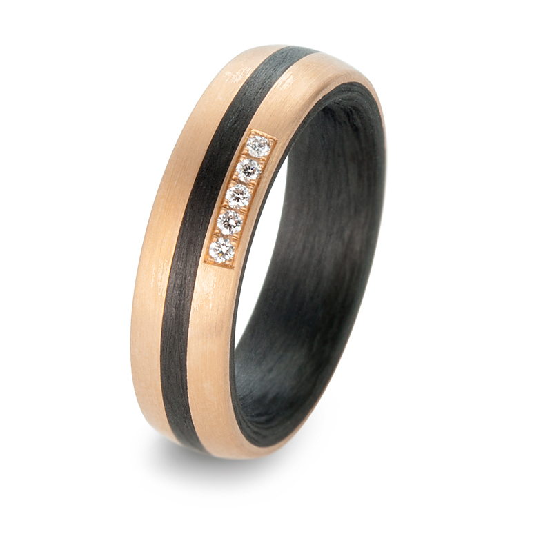 Carbon & Roségold 585  Partnerringe Eheringe 59320/003/005/N556