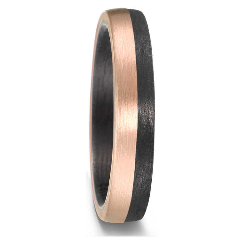Formvollendete Trauringe aus Carbon & Roségold mit 5 strahlenden Diamanten 8926909