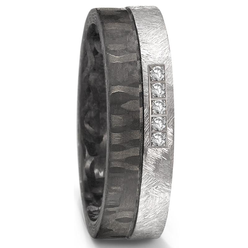 eheringe trauringe carbon tantal bicolor diamant strukturierung maserung
