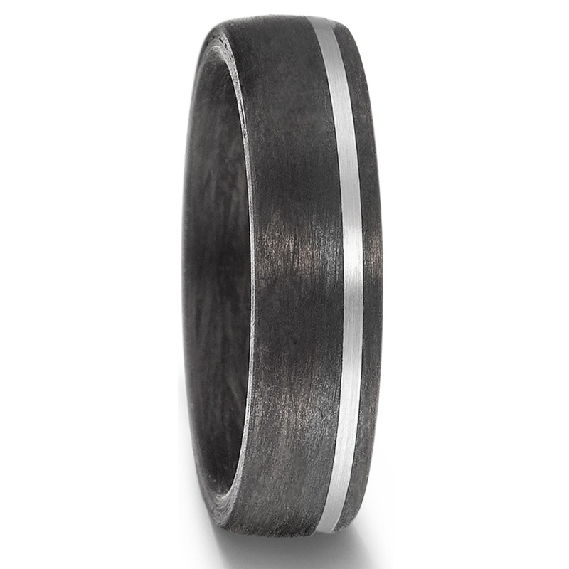 Bicolore Trauringe aus Carbon&Weissgold mit drei Diamanten in elegantem Design 8926924