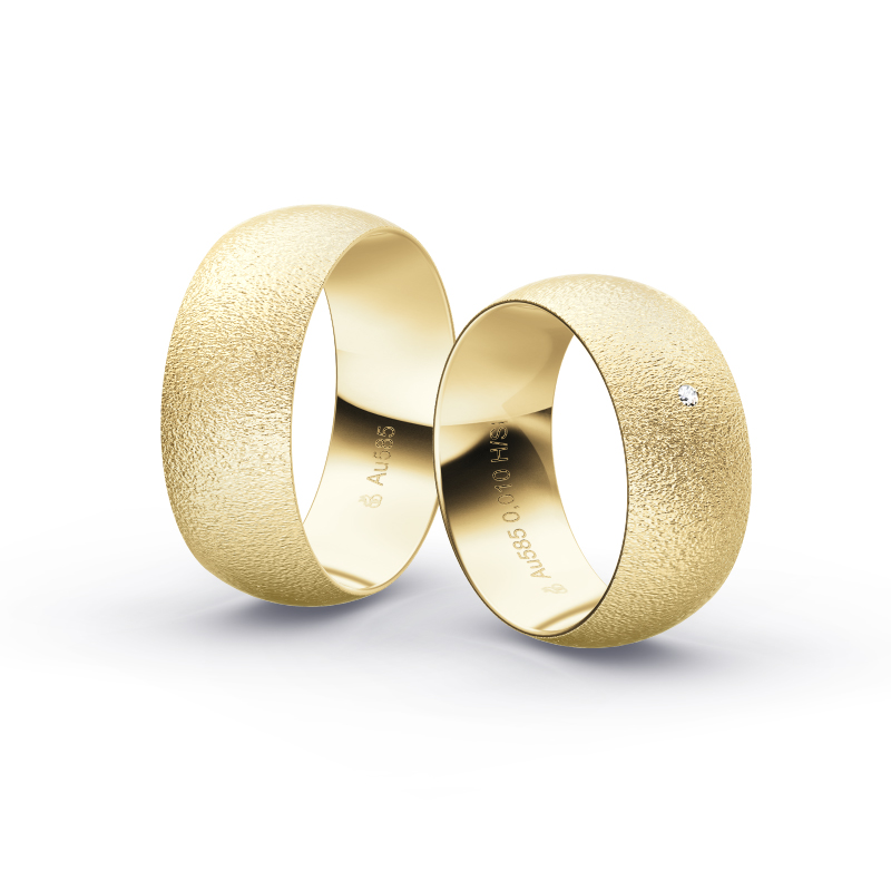 Gelbgold Eheringe mit Diamanten und Körnung in 8 mm Breite 