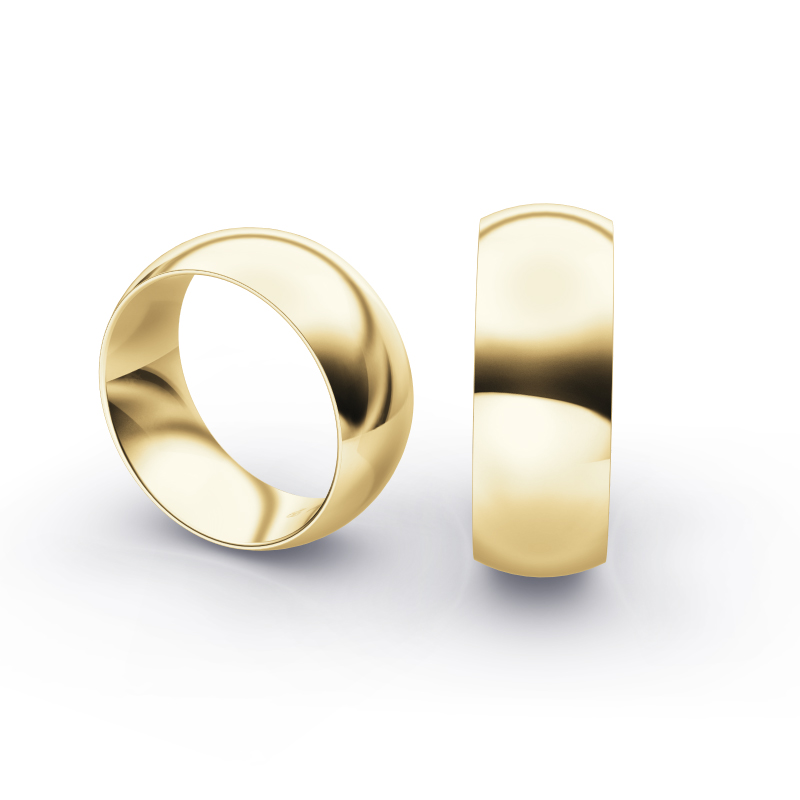 Eheringen aus Gelbgold mit poliertem Design und Diamanten in 8 mm Breite