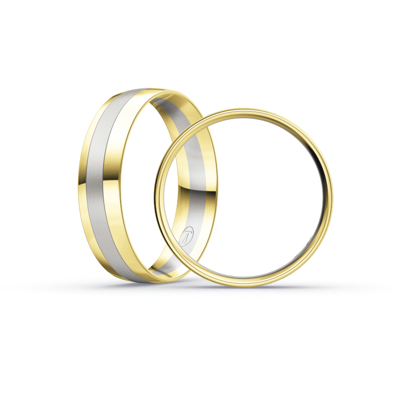 Aufnahme von Eheringen aus Palladium & Gelbgold mit Diamanten im bicoloren Design