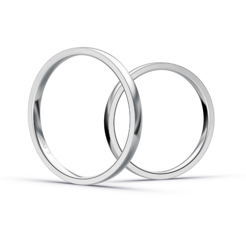 Aufnahme von schmalen Eheringen aus Platin in 2 mm Breite mit Diamant und Polierung 