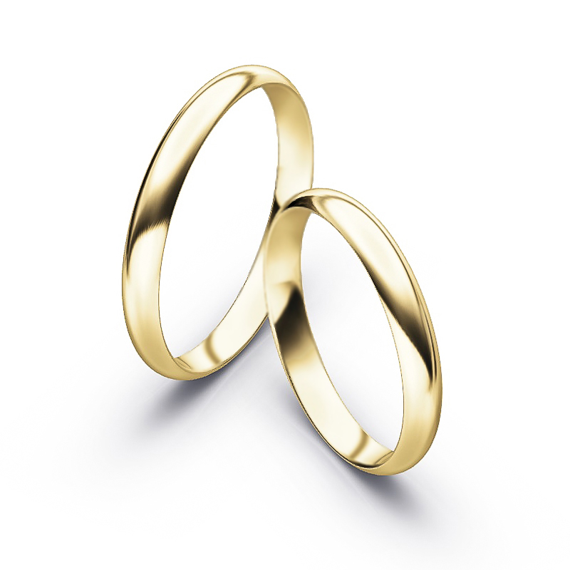 Aufnahme von schlichten polierten Gelbgold Eheringe in 3 mm