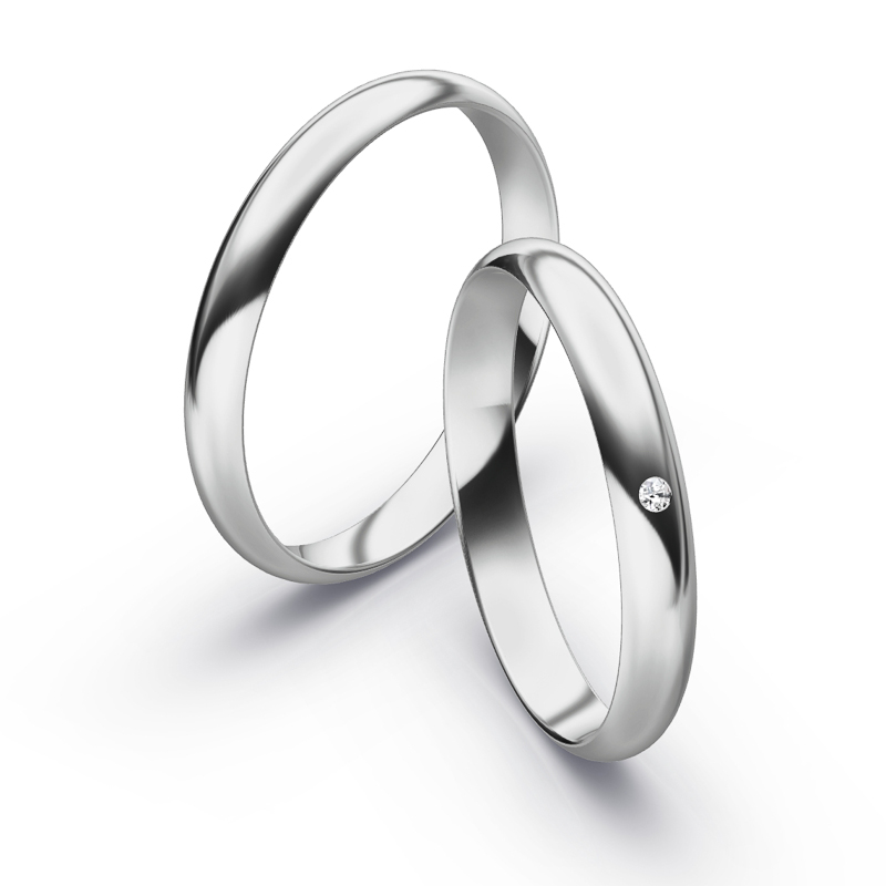 Aufnahme von schlichten polierten Palladium 500 Eheringe mit Diamanten in 3 mm