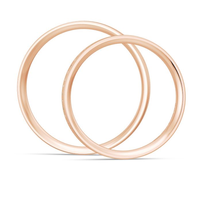 Aufnahme von Eheringen aus Roségold mit 27 Diamanten in Rille