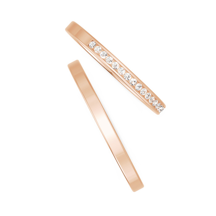 Aufnahme von Eheringen aus Roségold mit Diamanten in Polierung