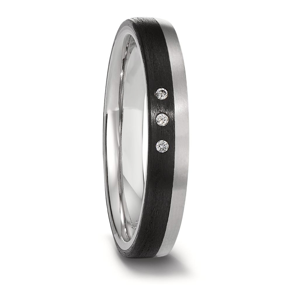 Eheringe aus Titan mit Diamanten und schmalem Carbonstreifen