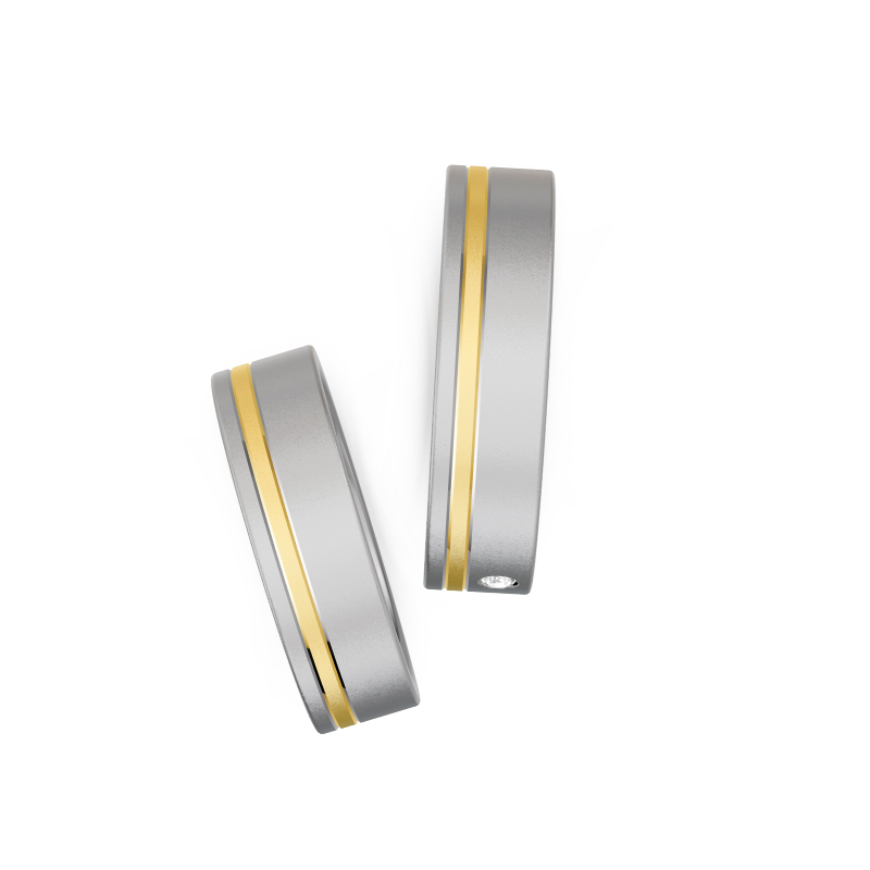 Aufnahme von Titan Eheringen mattiert mit Gelbgoldstreifen und Brillianten
