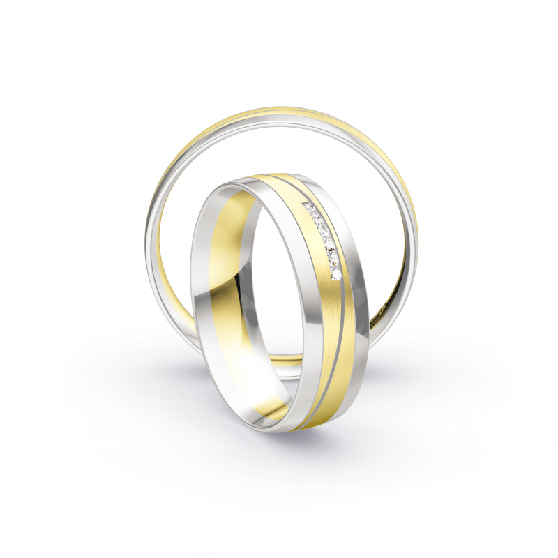 Aufnahme von Eheringen aus Weiß- & Gelbgold mit Diamanten und bicolorem Design 