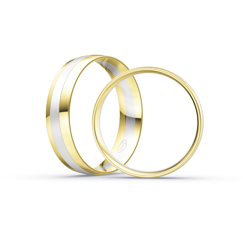 Aufnahme von Eheringen aus Weiß- & Gelbgold mit Diamanten im bicoloren Design