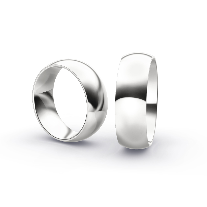 Polierte Eheringe aus Weissgold mit einem eleganten Diamanten in 7 mm Briete