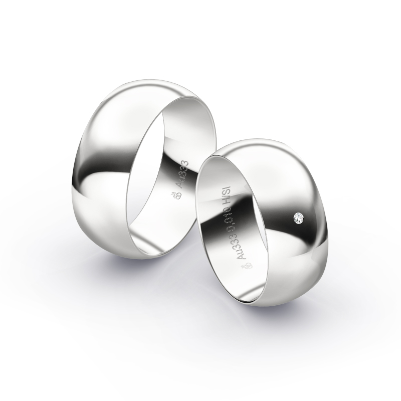 Aufnahme von breiten Eheringen aus Weissgold glatt poliert mit einem Diamanten