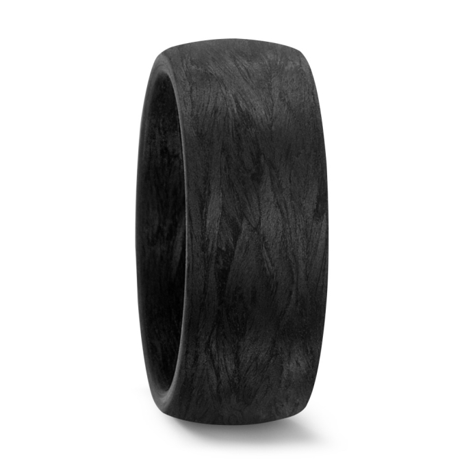 Aufnahme von schwarzen Carbon Partnerringen mit Maserung