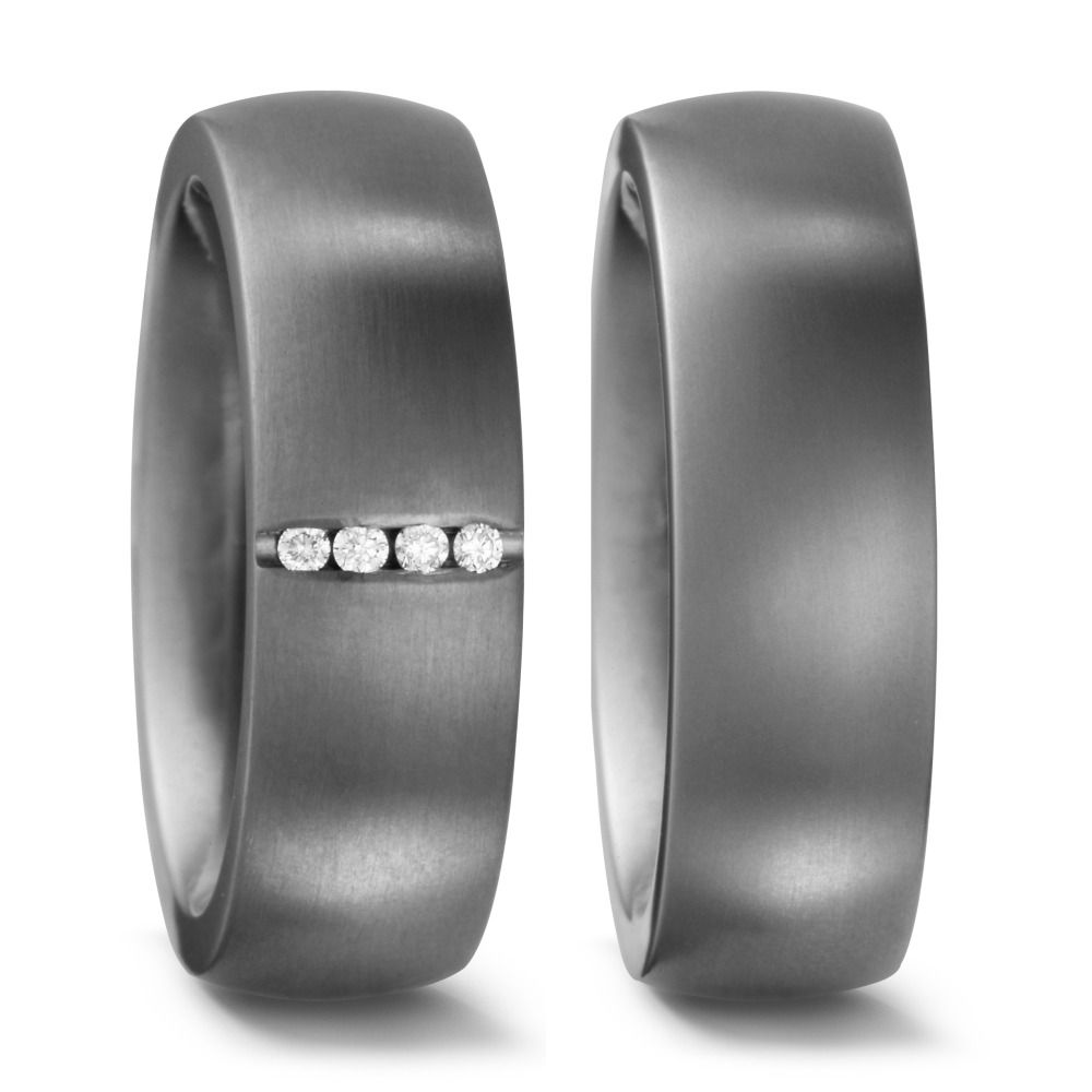 Mattiert Trauringe Eheringe aus Titan mit Diamanten TitanFactory 51269