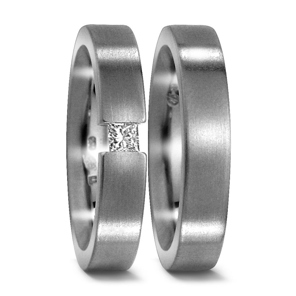 Mattiert Trauringe Eheringe aus Titan mit Diamant TitanFactory 50954