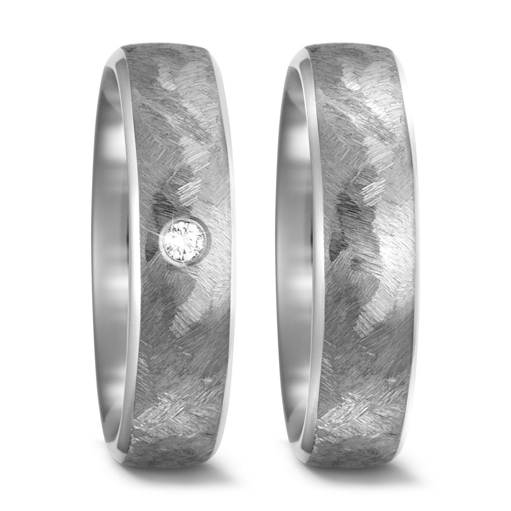 Titan  Partnerringe Eheringe von Hand strukturiert Brillanten 52509