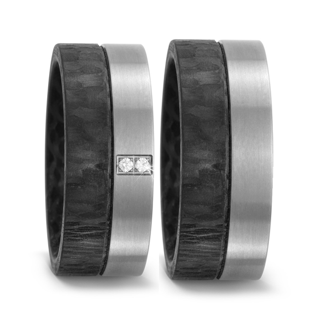  Carbon und Titan Partnerringe Eheringe mit Diamant TitanFactory 52517