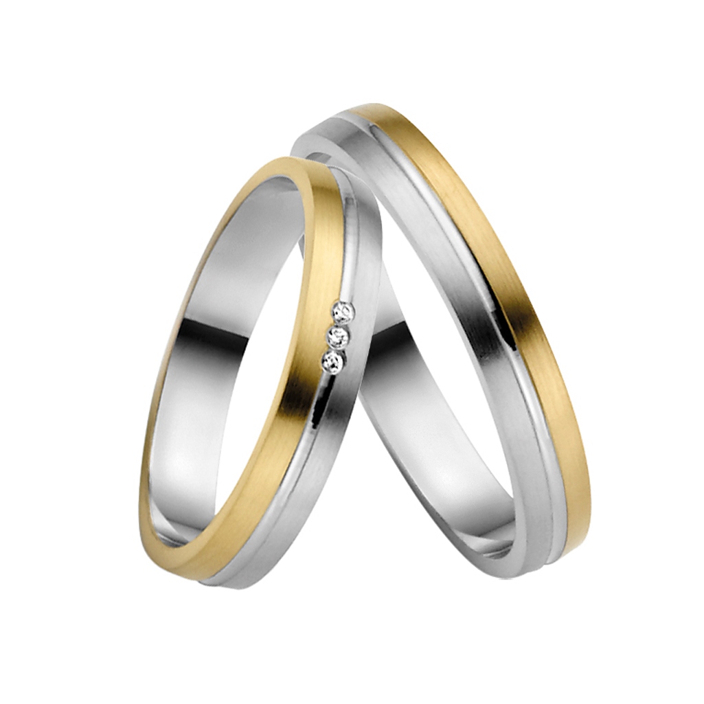 Bicolor Gelbgold / Weißgold Paarpreis ! ! Breite: 4mm Trauringe Gold 333 