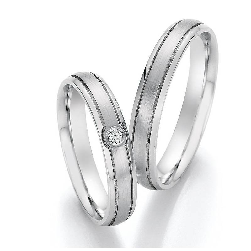 Eheringe Trauringe aus Stahl mit Diamant Ruesch Collection Nowotny 88/22010-040