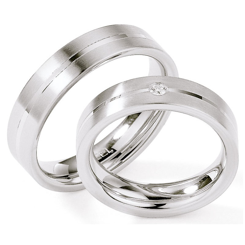 Eheringe Trauringe aus Stahl mit Diamant Ruesch Collection Nowotny 88/01280-055