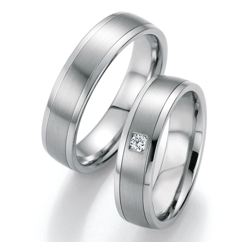 Eheringe Trauringe aus Stahl mit Diamant Ruesch Collection Nowotny 88/20030-055