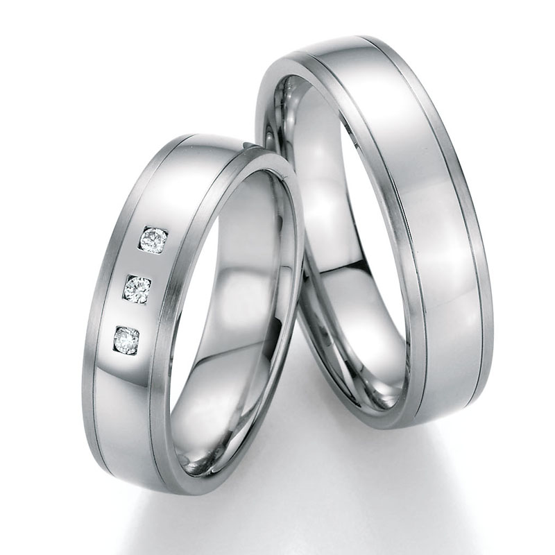 Eheringe Trauringe aus Stahl mit Diamant Ruesch Collection Nowotny 88/20110-055