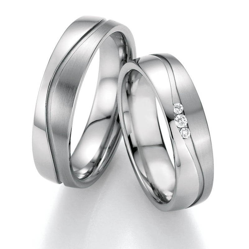 Eheringe Trauringe aus Stahl mit Diamant Ruesch Collection Nowotny 88/20150-055