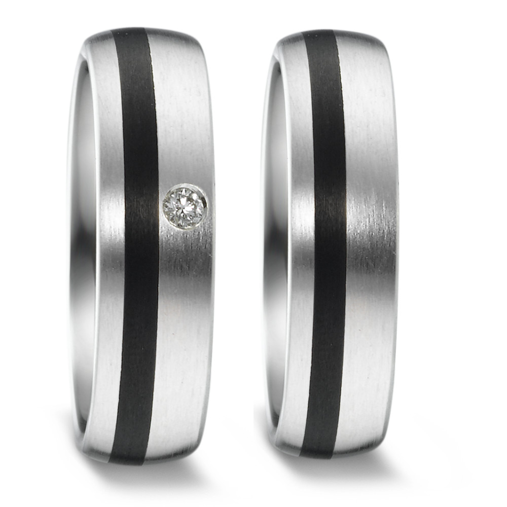 Carbon Partnerringe Eheringe mit Palladium mit einem Diamanten 62630