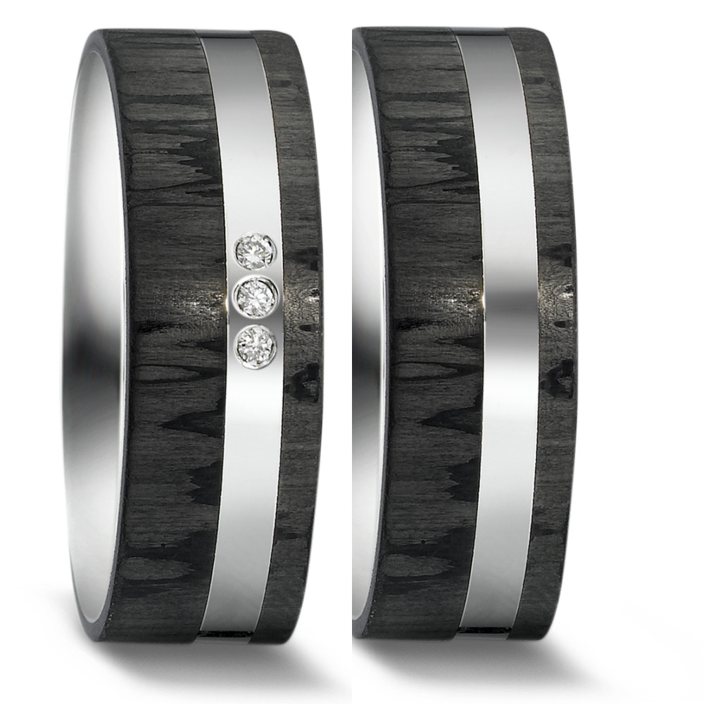 Strukturierten Carbon Partnerringe Hochzeitsringe mit Palladium mit einem Diamanten 62408