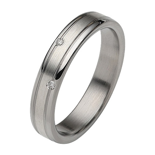 Edelstahl Silber Partnerringe Eheringe mit Diamant