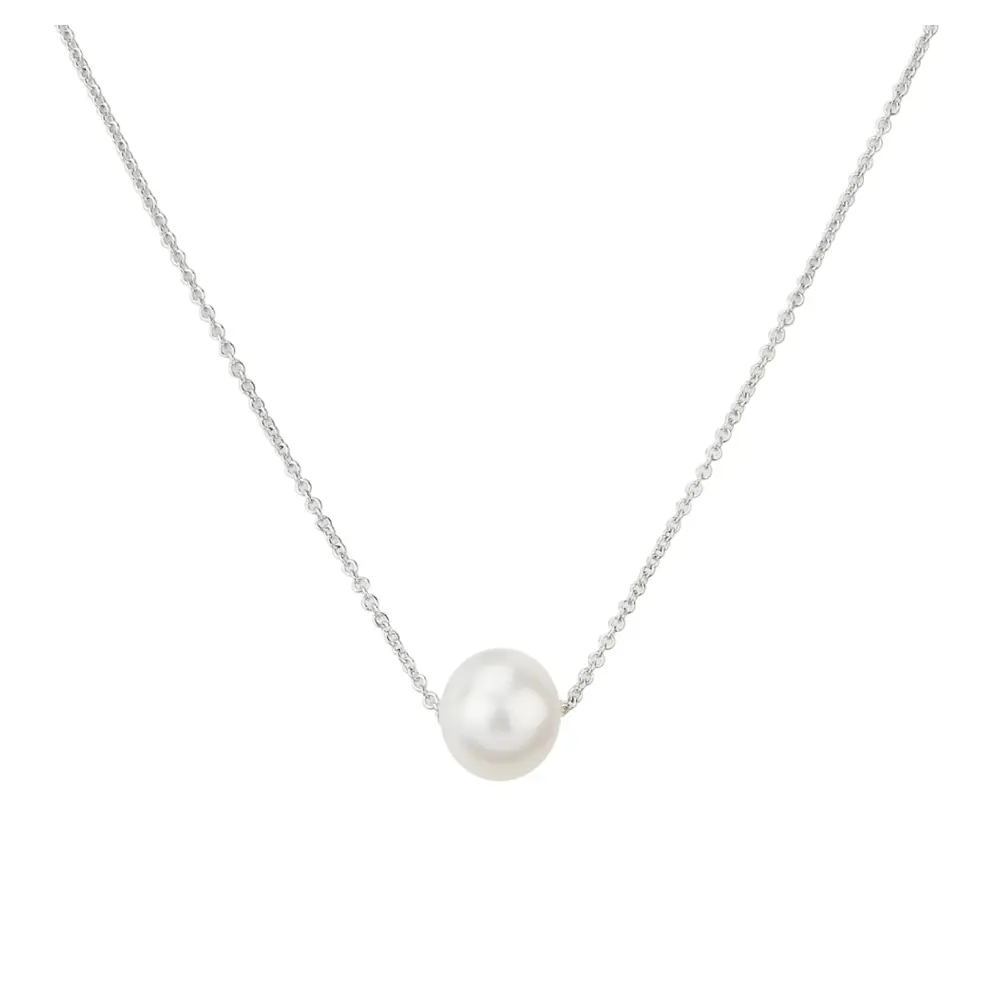 Dezente Kette aus rhodiniertem Silber 925 mit Perle